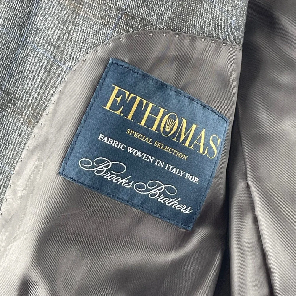 Brooks Brothers Regent Sport Coat Mens 44R Grey Plaid E.Thomas Wool Blazer Italy